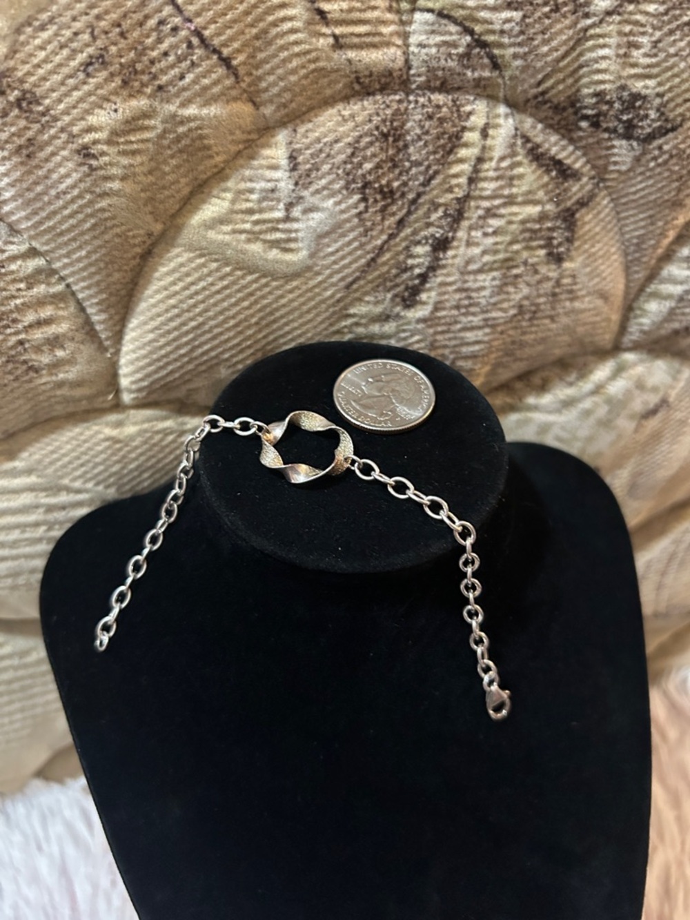 Vintage 925 Sterling Silver Open Circle Chain Bracelet - Adjustable to 7in